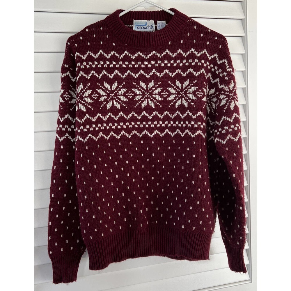 Vintage Snowdrift Brand Nordic Snowflake Sweater Size M Acrylic